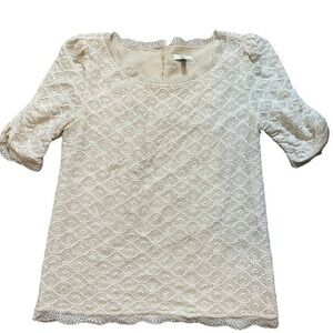 Joie Ivory Lace Key Hole Back Blouse